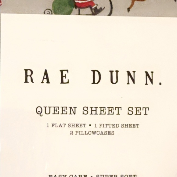 NWT Rae Dunn Christmas Holiday Seasonal Queen Sheet Set ~ SANTA/BELIEVE/Gray - Picture 4 of 6